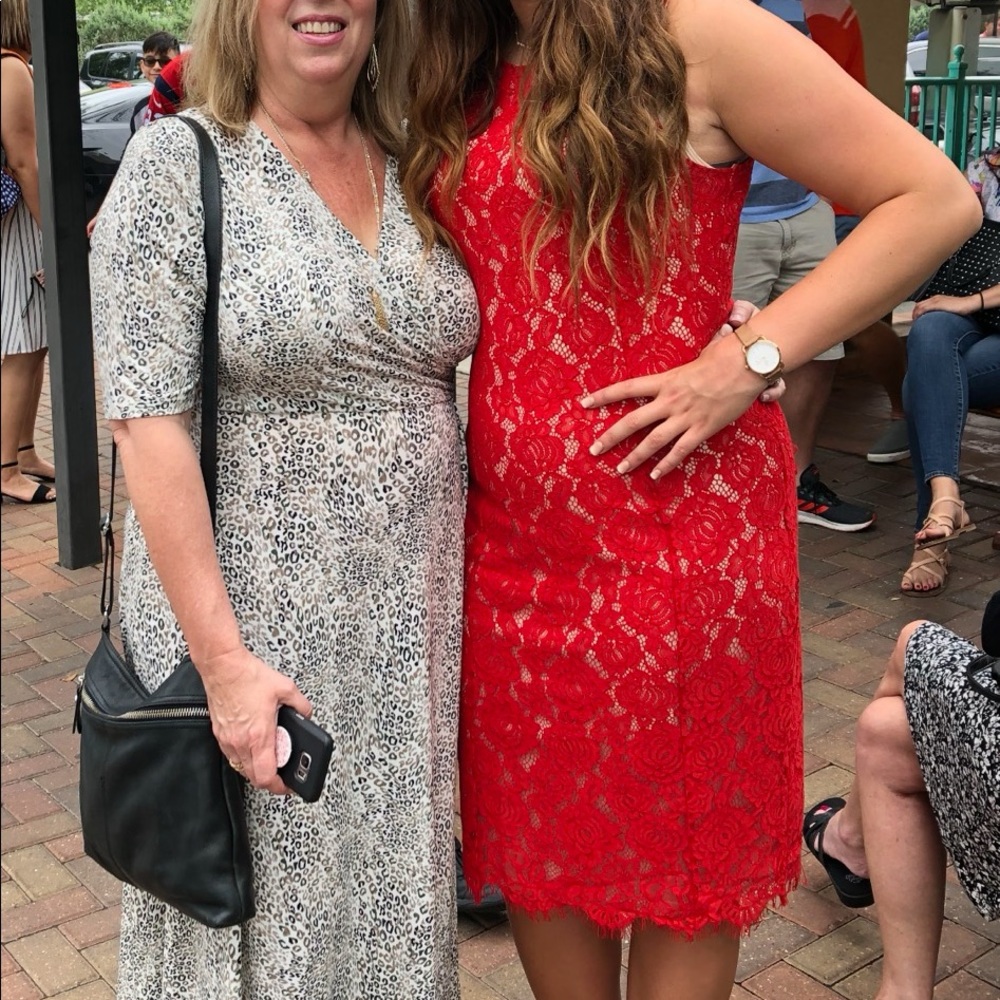 Red bodycon midi dress